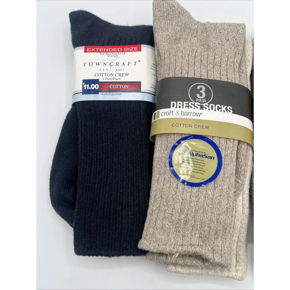 Lot Of 4 NOS Champion Men's‎ Wool Hiker & Cotton Crew Socks Tan Navy Brown USA